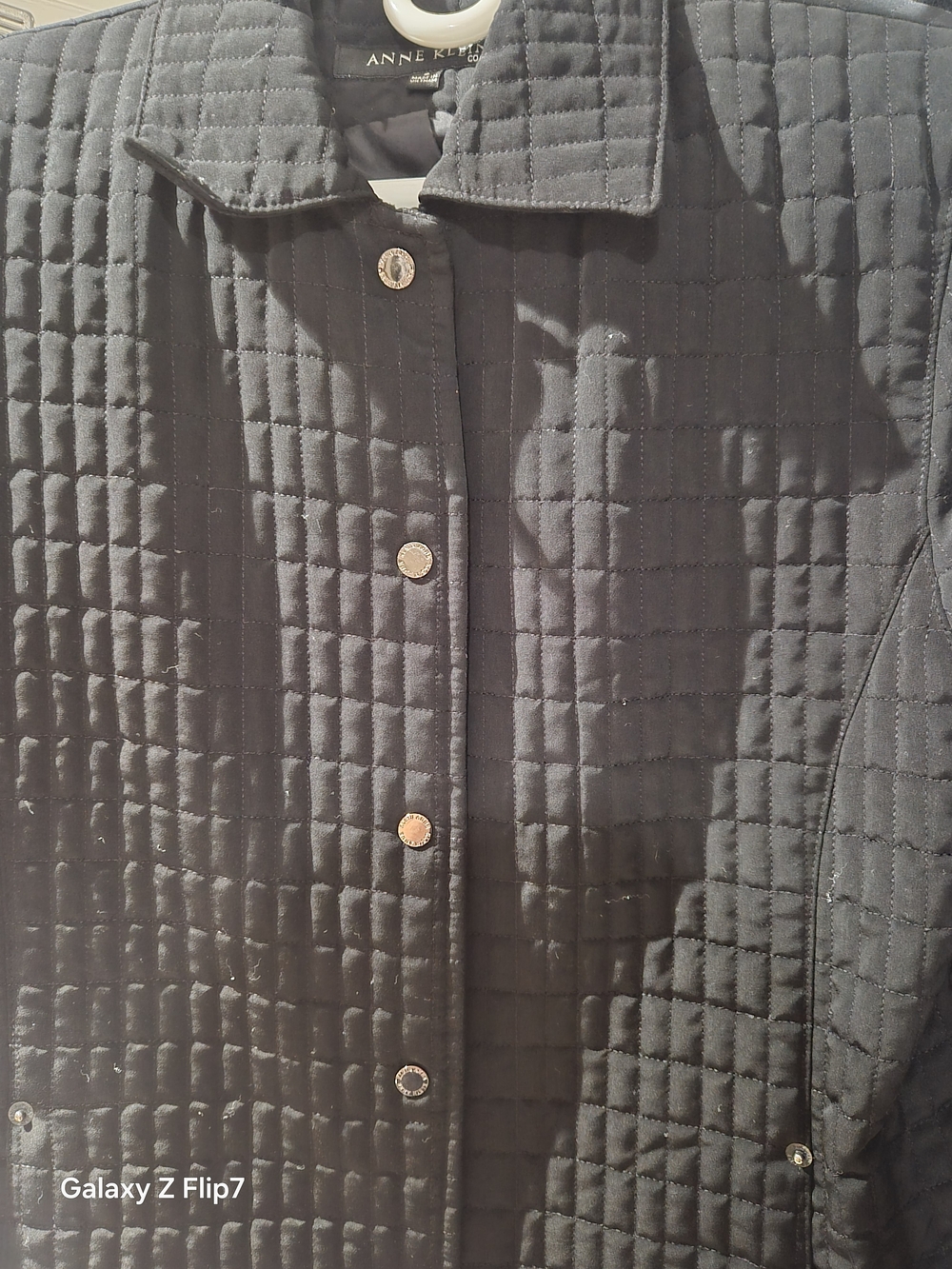 Anne Klein Black Quilted Button-Front Jacket